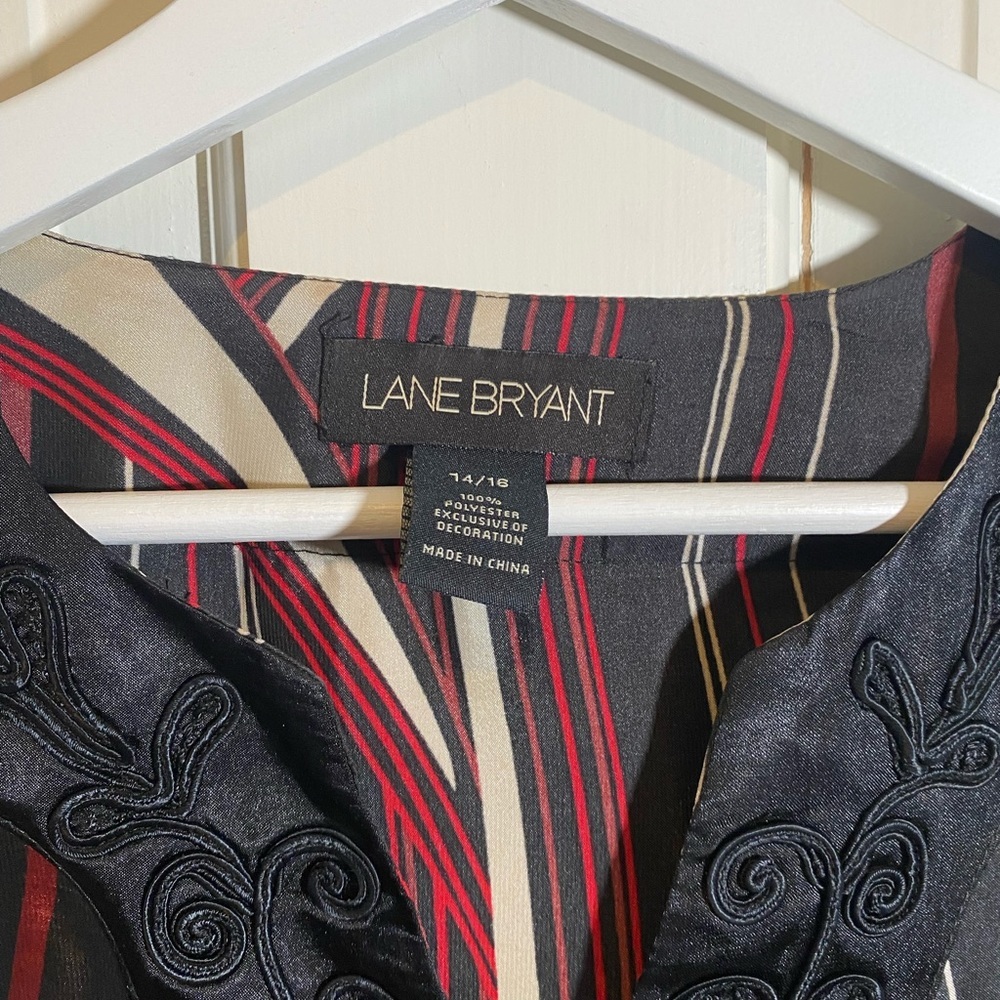 Lane Bryant Red, White & Black, Long Sleeved Blouse 14/16 - Picture 2 of 4